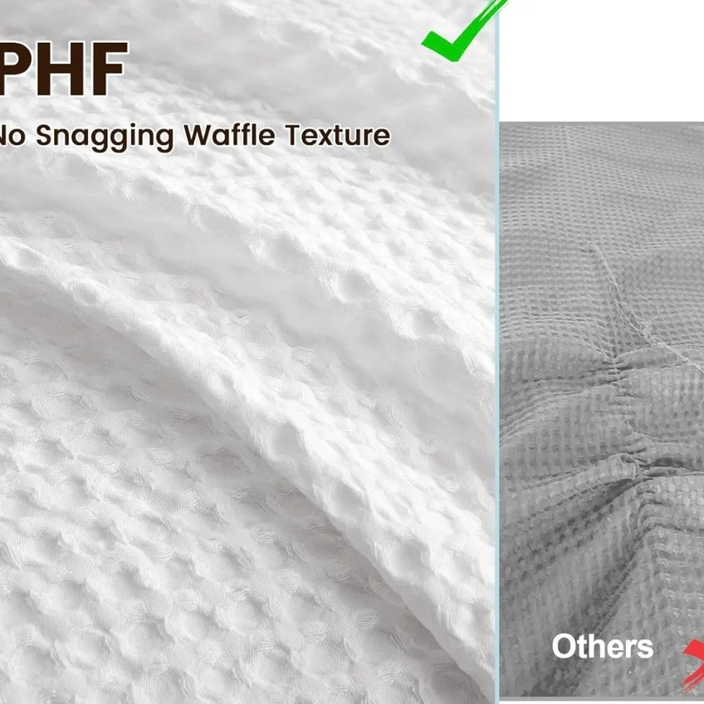 Luxurious White Waffle Quilt Pillow shams Full/Queen set of 8